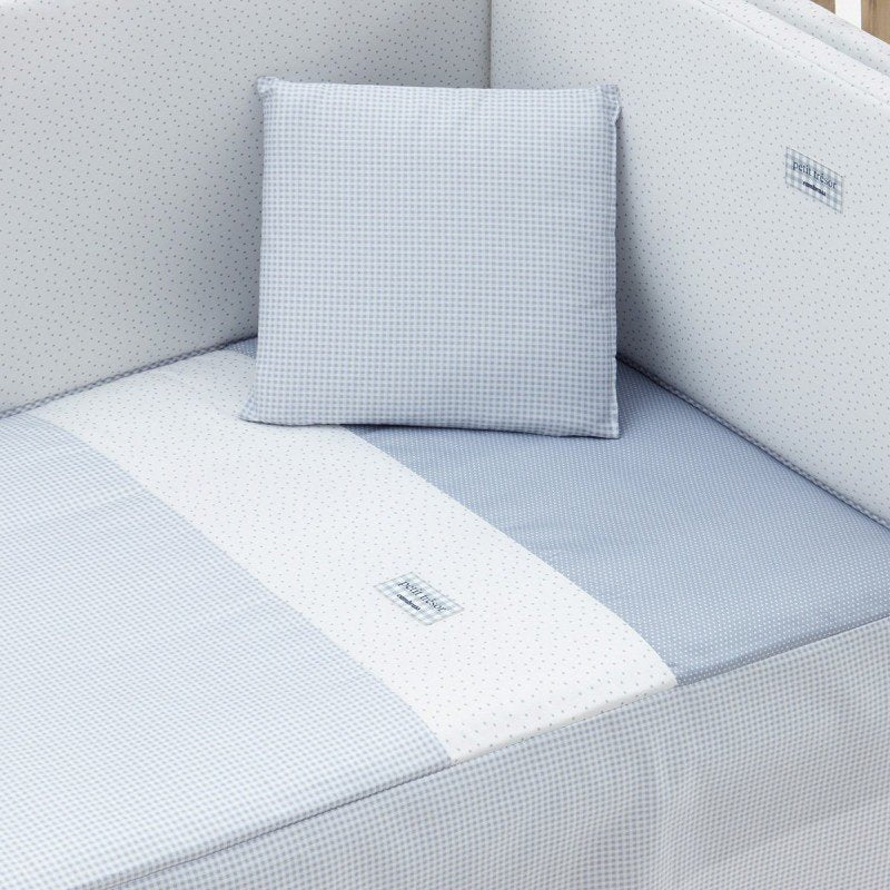 Colcha + protector vichy azul