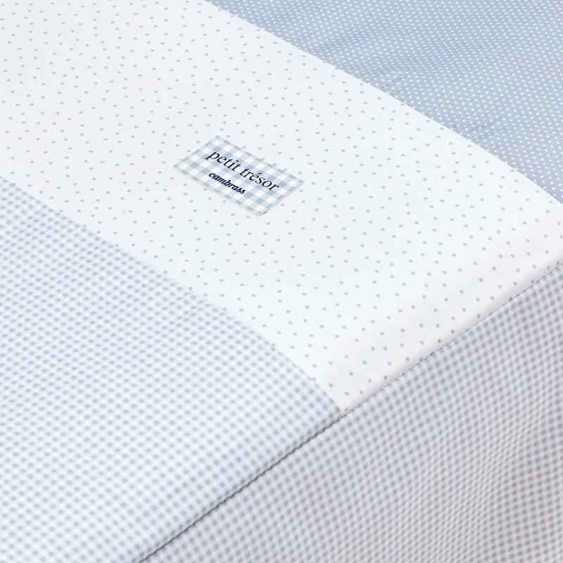 Colcha + protector vichy azul