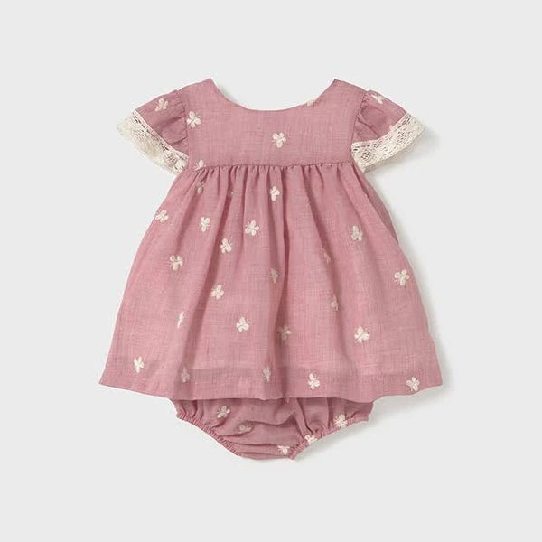 Vestido con cubrepañal bordado recién nacida mayoral
