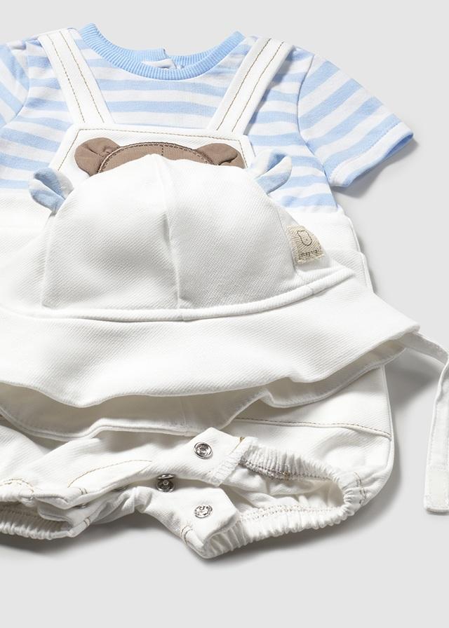 Pelele peto simulado osito con gorro recién nacido mayoral