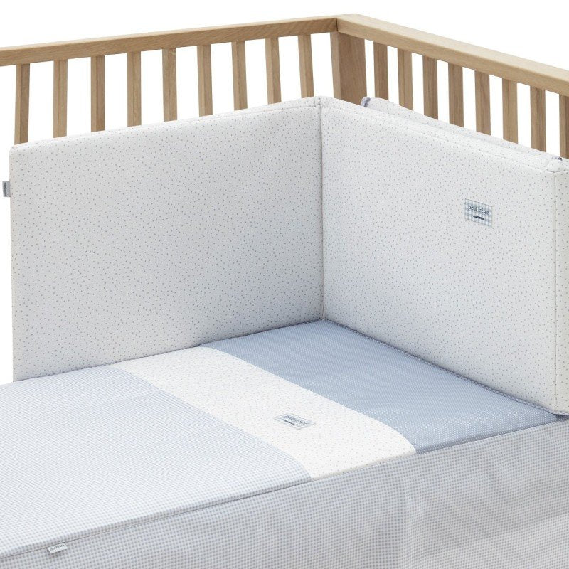 Colcha + protector vichy azul