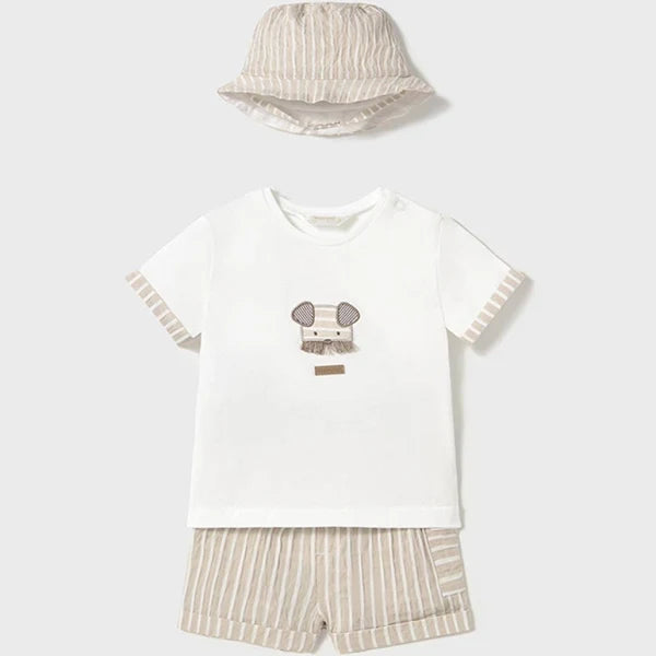 Conjunto 3 piezas con gorro recién nacido mayoral