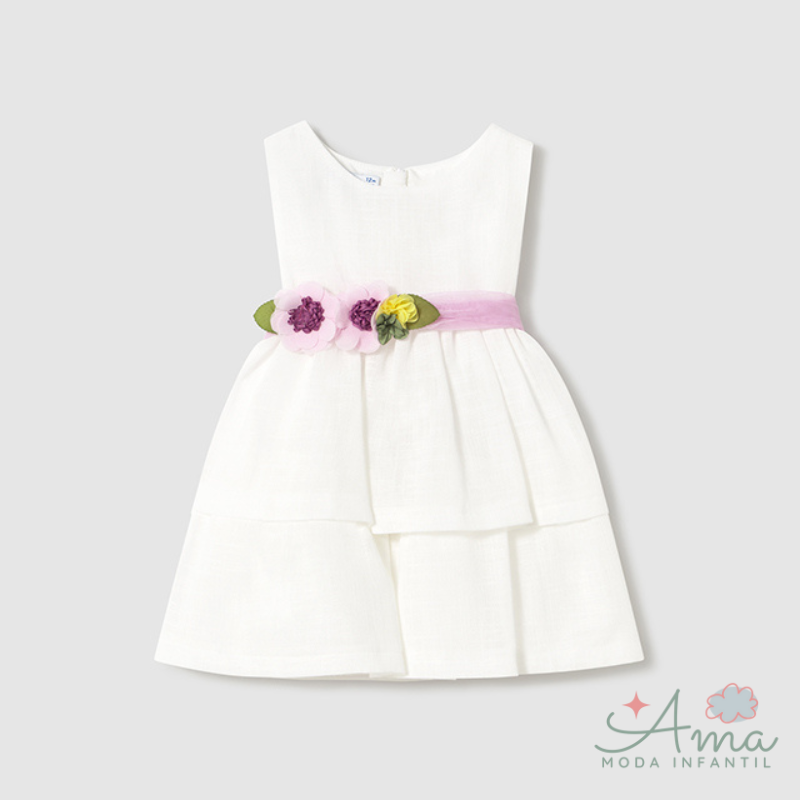 Vestido con fajín floral bebé