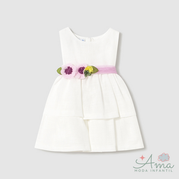 Vestido con fajín floral bebé