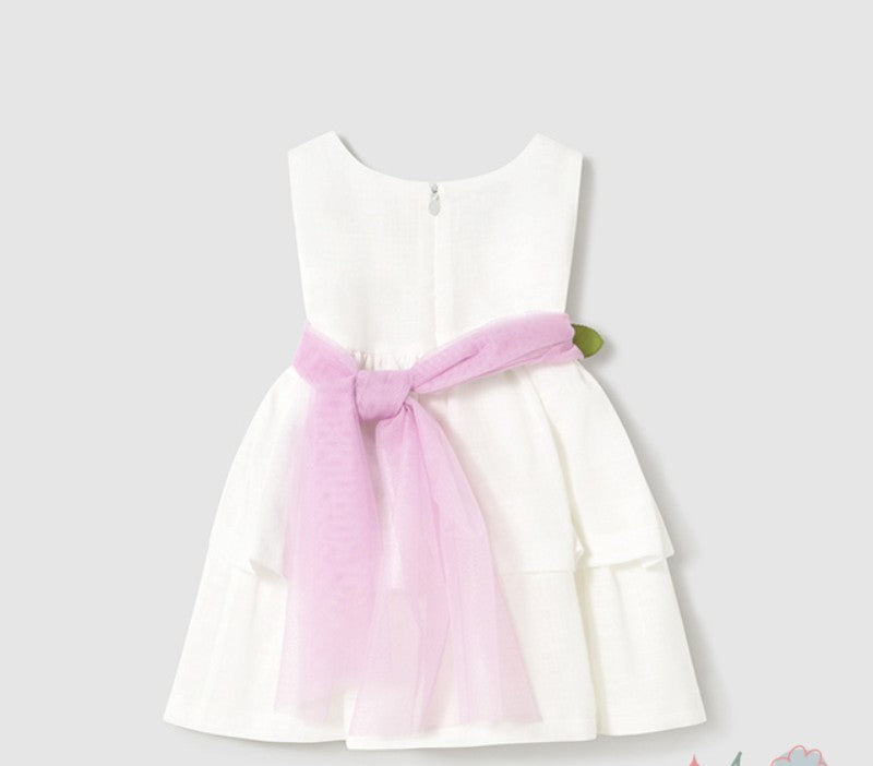 Vestido con fajín floral bebé